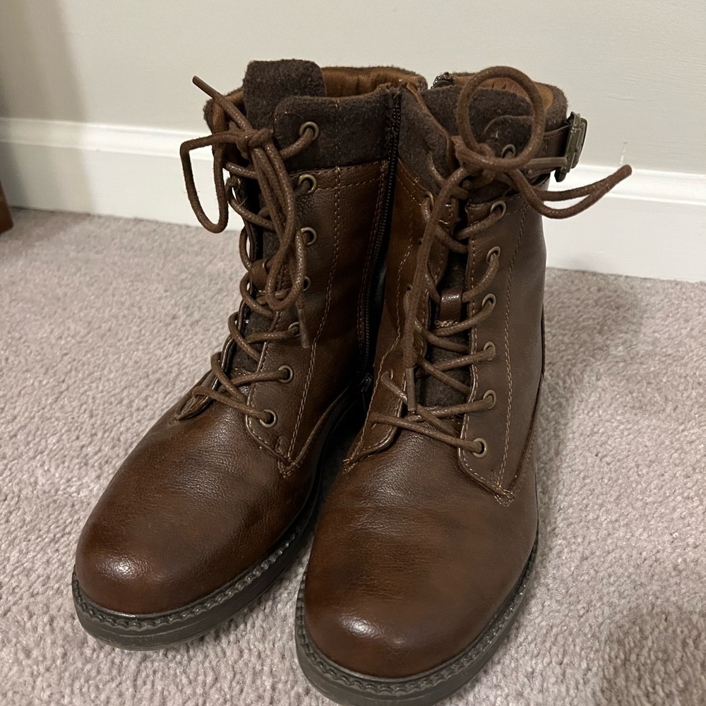Brown Lace-Up Ankle Boots